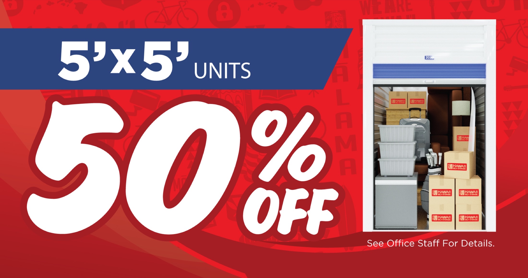Example of what fits in a compact 5 by 5 storage unit